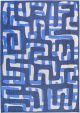 Louis de Poortere Craft Kuba Ultramarine vloerkleed - blauw met grafisch patroon - modern - Jacquard platgeweven 