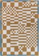 Louis de Poortere Craft Chess Honey vloerkleed, bruin met grafisch vlakken patroon, modern design, jacquard platgeweven