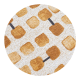 Louis de Poortere Craft Cobblestone Peach Party rond vloerkleed, bruin met blokjesdessin, mediterrane woonstijl, jacquard platgeweven, close up