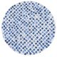 Louis de Poortere Craft Cobblestone Amparo Blues rond vloerkleed, blauw met blokjesdessin, mediterrane woonstijl, jacquard platgeweven, bovenaanzicht