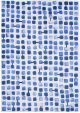 Louis de Poortere Craft Cobblestone Amparo Blues vloerkleed, blauw met blokjesdessin, mediterrane woonstijl, jacquard platgeweven